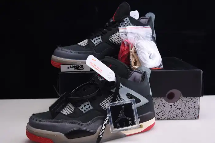 Rep Off White x Air Jordan 4 Retro Bred CV9388-001 0126