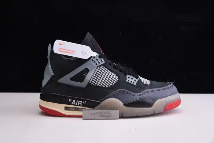 Rep Off White x Air Jordan 4 Retro Bred CV9388-001 0126