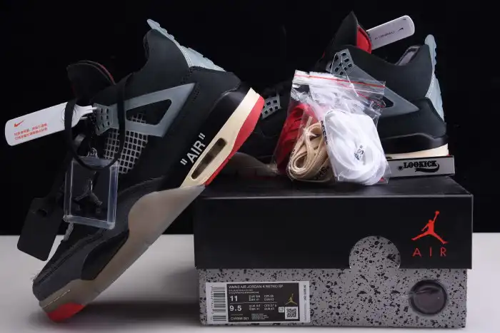 Rep Off White x Air Jordan 4 Retro Bred CV9388-001 0126