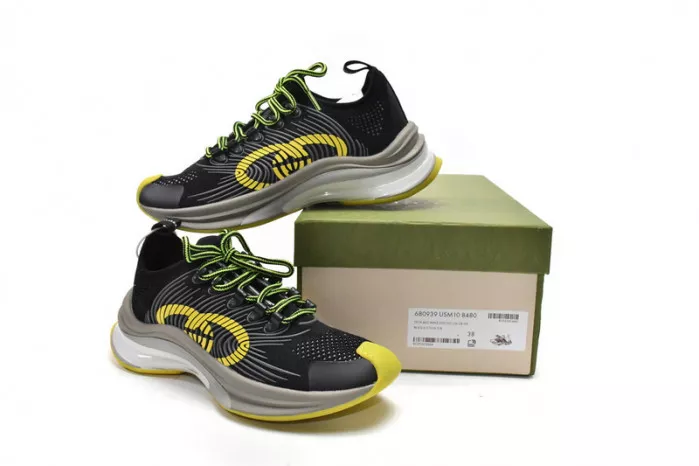 Cheap Gucc Run Sneakers Black Yellow 0112