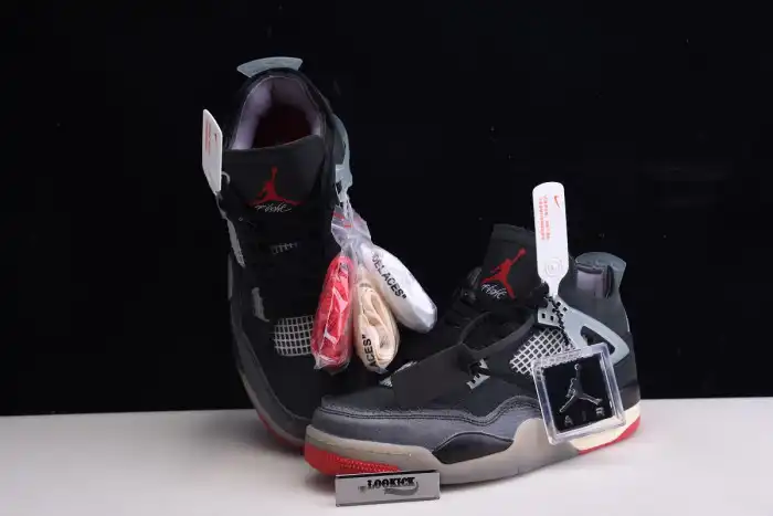 Rep Off White x Air Jordan 4 Retro Bred CV9388-001 0126