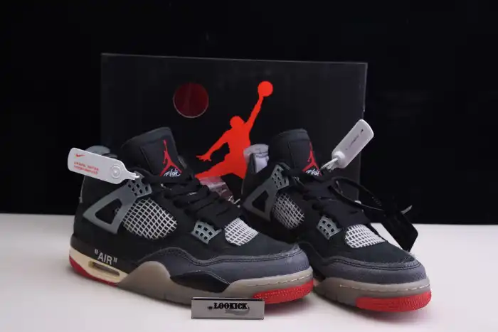 Rep Off White x Air Jordan 4 Retro Bred CV9388-001 0126